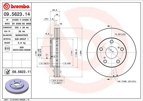 BREMBO 09562311C02 DISC BRAKE ROTOR