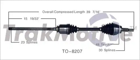 TRAKMOTIVE TO-8207 NEW CV AXLE