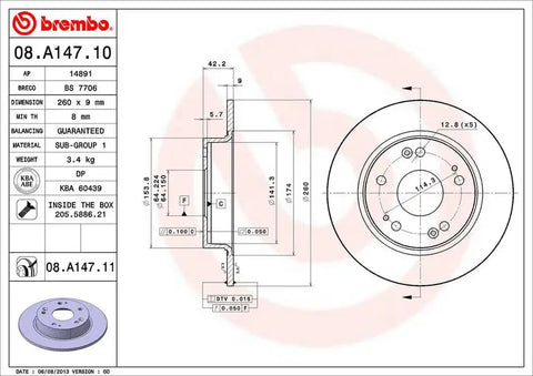 BREMBO 08A14711C02 DISC BRAKE ROTOR