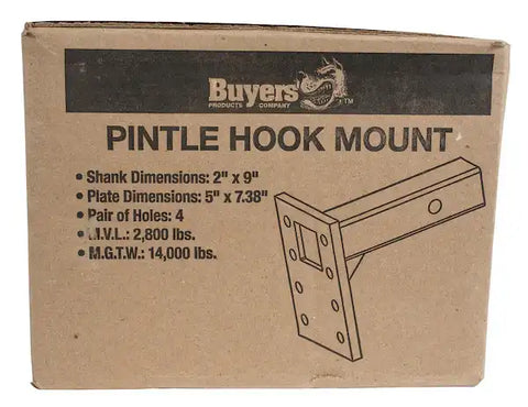 Buyers Products PM87 Pintle Hook Mounting Plate 2 Inch Hitch Receiver Mount 14000 P