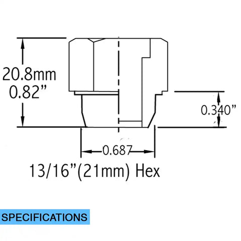 REVOLUTION 821142 LUG NUT SHORT SHANK 0.34