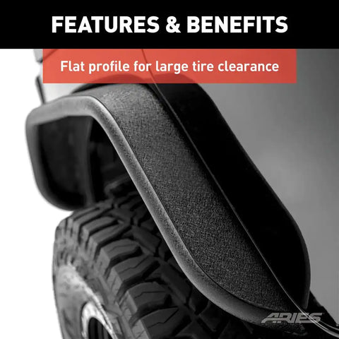 ARIES 2500201 - Black Aluminum Rear Jeep Wrangler JK Fender Flares