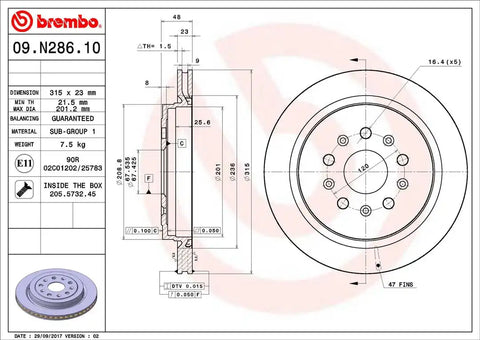 BREMBO 09N28611C02 DISC BRAKE ROTOR
