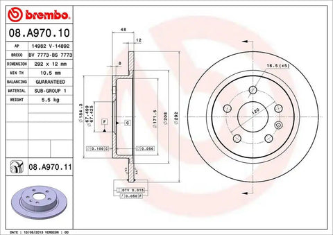 BREMBO 08A97011C02 DISC BRAKE ROTOR