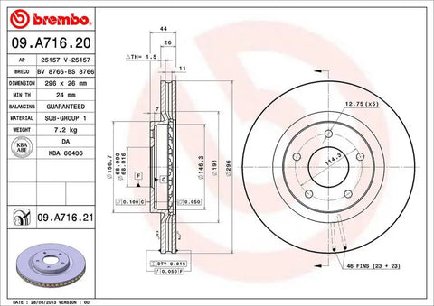 BREMBO 09A71621C02 DISC BRAKE ROTOR