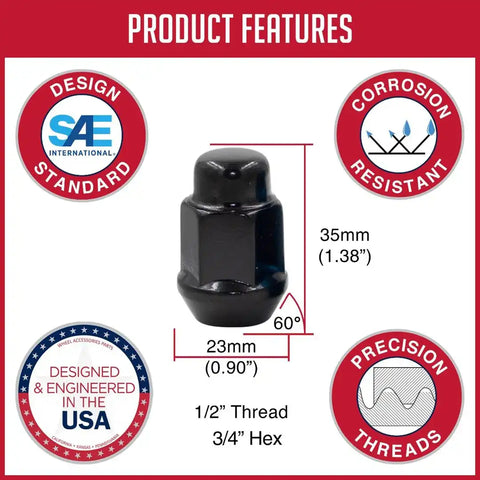 LUG-BLG 3/4-1/2(2PC) BLK