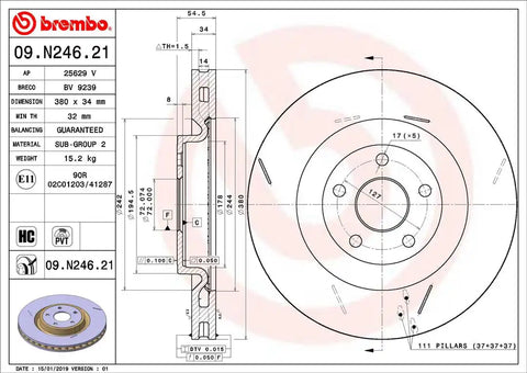BREMBO 09N24621C02 DISC BRAKE ROTOR