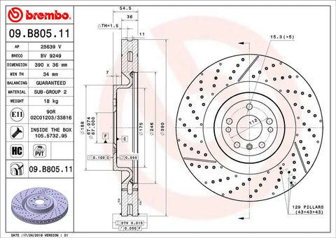 BREMBO 09B80511C02 DISC BRAKE ROTOR