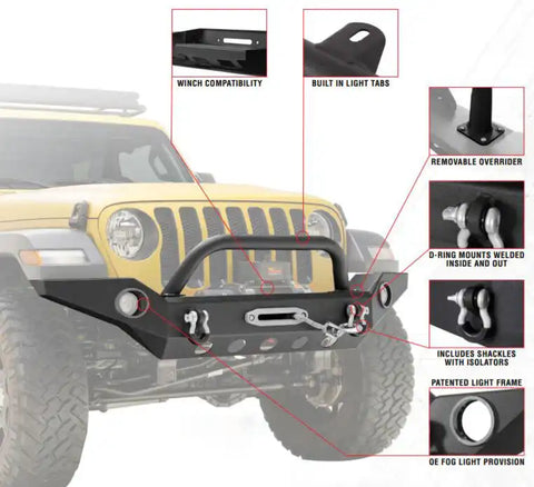 Paramount Automotive 51-8061 - 2018-2022 Jeep JL/Gladiator JT Jeep Front Bumpers