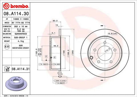 BREMBO 08A11431C02 DISC BRAKE ROTOR