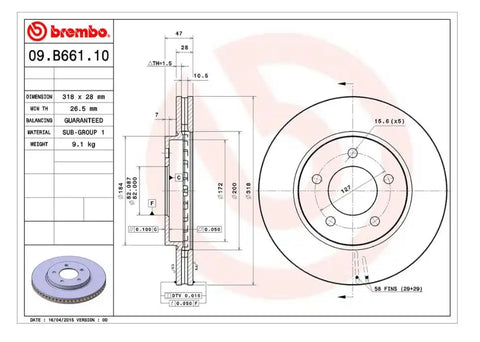 BREMBO 09B66110C02 DISC BRAKE ROTOR