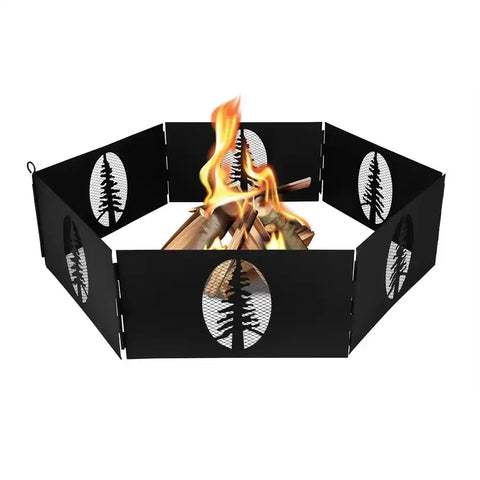 Camco 51091 Fire Ring 27 Inch Diameter With Tree Cut-Outs 6 Piece Hinged Design S