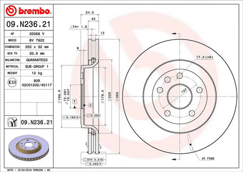 BREMBO 09N23621C02 DISC BRAKE ROTOR