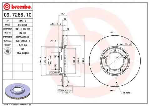 BREMBO 09726610C02 DISC BRAKE ROTOR