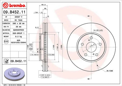 BREMBO 09B45211C02 DISC BRAKE ROTOR