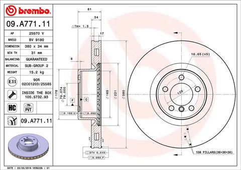BREMBO 09A77111C02 DISC BRAKE ROTOR