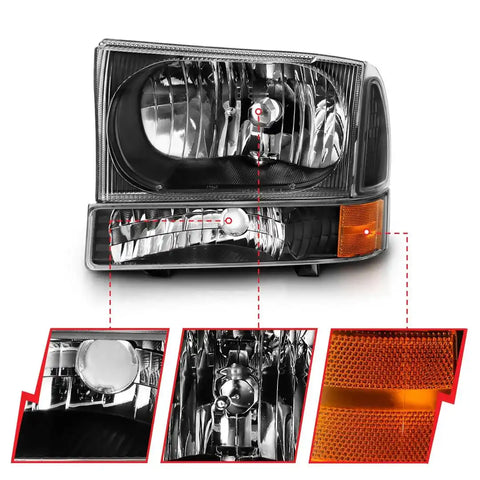 ANZO 111457 CRYSTAL HEADLIGHT SET; CLEAR LENS;