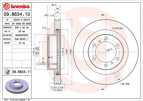 BREMBO 09B63411C02 DISC BRAKE ROTOR