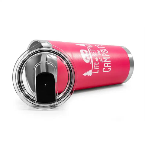 Camco 53061 Travel Mug Life Is Better At The Campsite  20 Ounce BPA Free Lid With