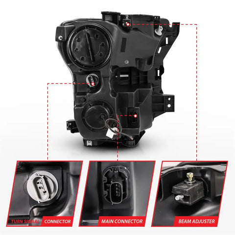 ANZO USA 111357 Headlight Assembly Halogen Bulb Projector Beam/ Double Plank Switch