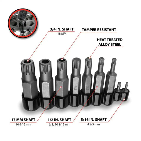 PERFORM TOOL W86024 9PC MASTER TRIPLE SQUARE BIT