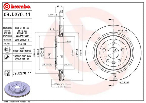 BREMBO 09D27011C02 DISC BRAKE ROTOR