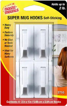 MAGIC MOUNTS 3710 SUPER MUG HOOK 4/PK WHT