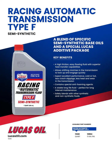 LUCAS OIL 11020 SEMI-SYNTHETIC RACING ATF TYPE F/6X