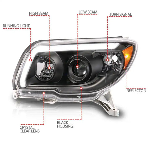 ANZO 111616 LED BAR PROJECTOR BLACK HEADLIGHT