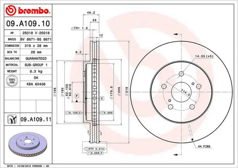 BREMBO 09A10911C02 DISC BRAKE ROTOR