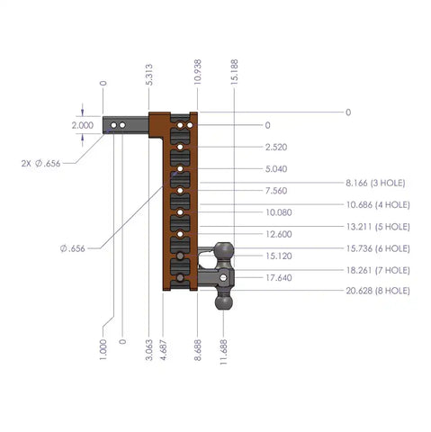 GEN-Y HITCH GH-513 MEGA-DUTY 2' SHANK 5' DROP 2K TW 16