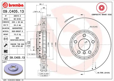 BREMBO 09C40513C02 DISC BRAKE ROTOR