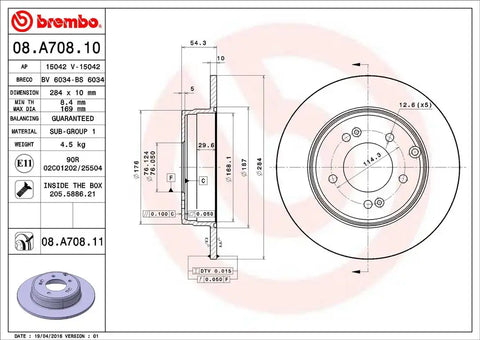 BREMBO 08A70811C02 DISC BRAKE ROTOR