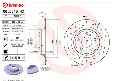 BREMBO 08B3484XC02 DISC BRAKE ROTOR