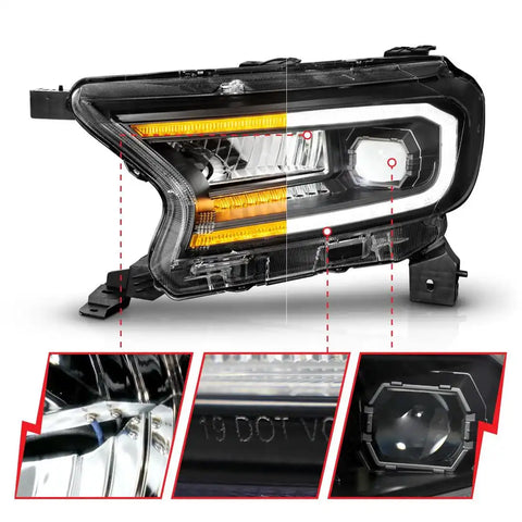 ANZO USA 111613 Headlight Assembly LED Bulb Projector Beam With Initiation/ LED Day