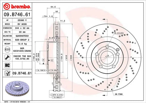 BREMBO 09B74661C02 DISC BRAKE ROTOR