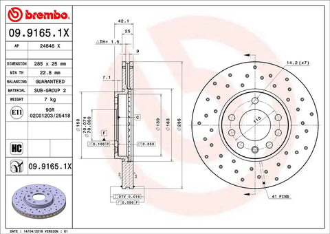 BREMBO 0991651XC02 DISC BRAKE ROTOR