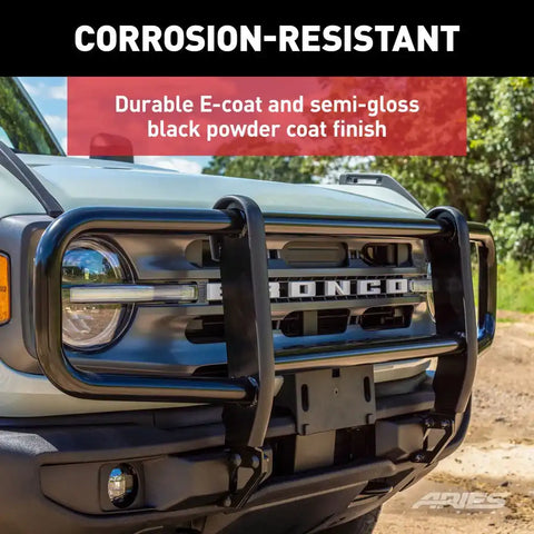 Aries 7100 Grille Guard Powder Coated Black Steel With Brush Guard Without Skid
