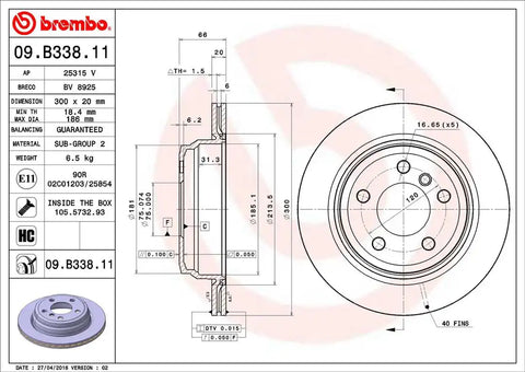 BREMBO 09B33811C02 DISC BRAKE ROTOR