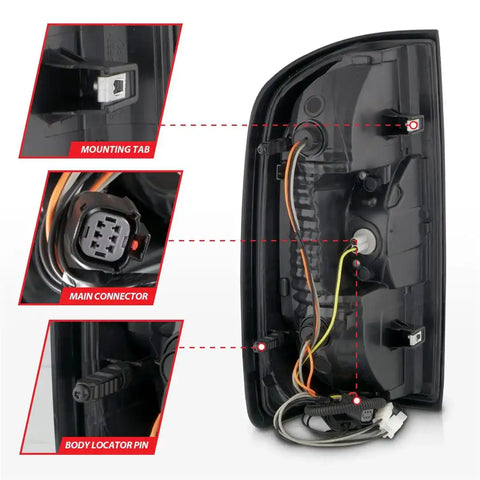 ANZO USA 311435 Tail Light Assembly LED Smoke Lens Black Housing Red/ White Set