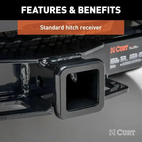 CURT 13519 Trailer Hitch Rear Class III Round Tube 2 Inch Receiver 5000 Pound Wei