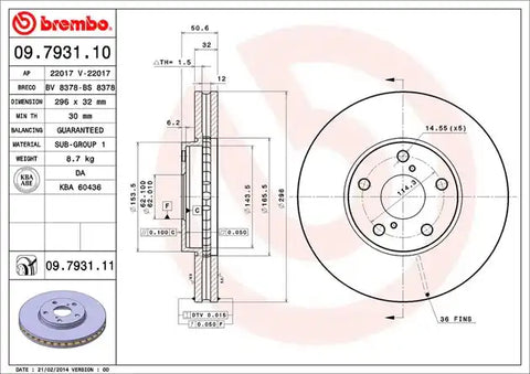 BREMBO 09793111C02 DISC BRAKE ROTOR