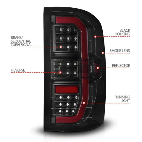 ANZO USA 311465 Tail Light Assembly LED Smoke Lens Black Housing Red Brake Light