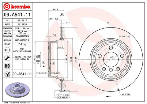 BREMBO 09A54111C02 DISC BRAKE ROTOR