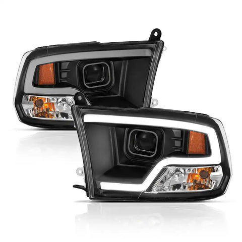 ANZO USA 111404 Headlight Assembly Halogen Bulb Projector Beam With Plank Style Day for Ram