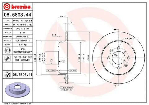 BREMBO 08580341C02 DISC BRAKE ROTOR