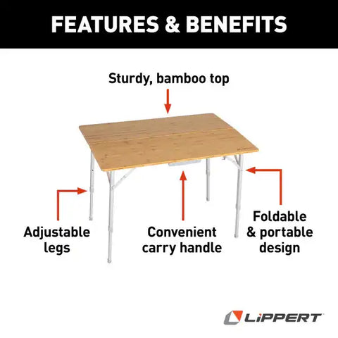 BI-FOLD BAMBOO ADJUSTABLE TABLE