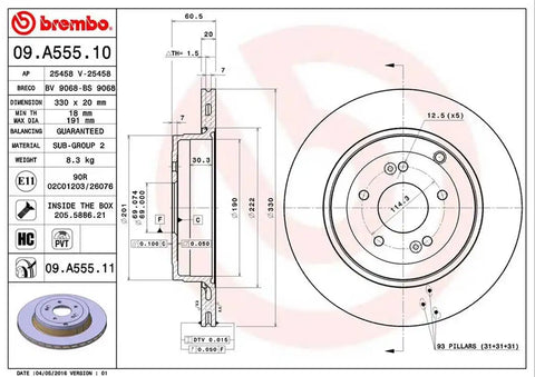 BREMBO 09A55511C02 DISC BRAKE ROTOR
