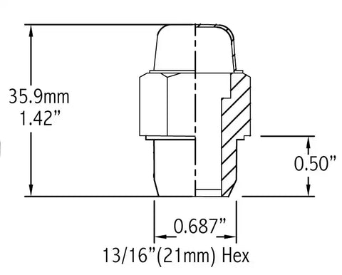 REVOLUTION 812123 LUG NUT SHORT MAG 0.50')