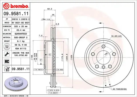 BREMBO 09958111C02 DISC BRAKE ROTOR